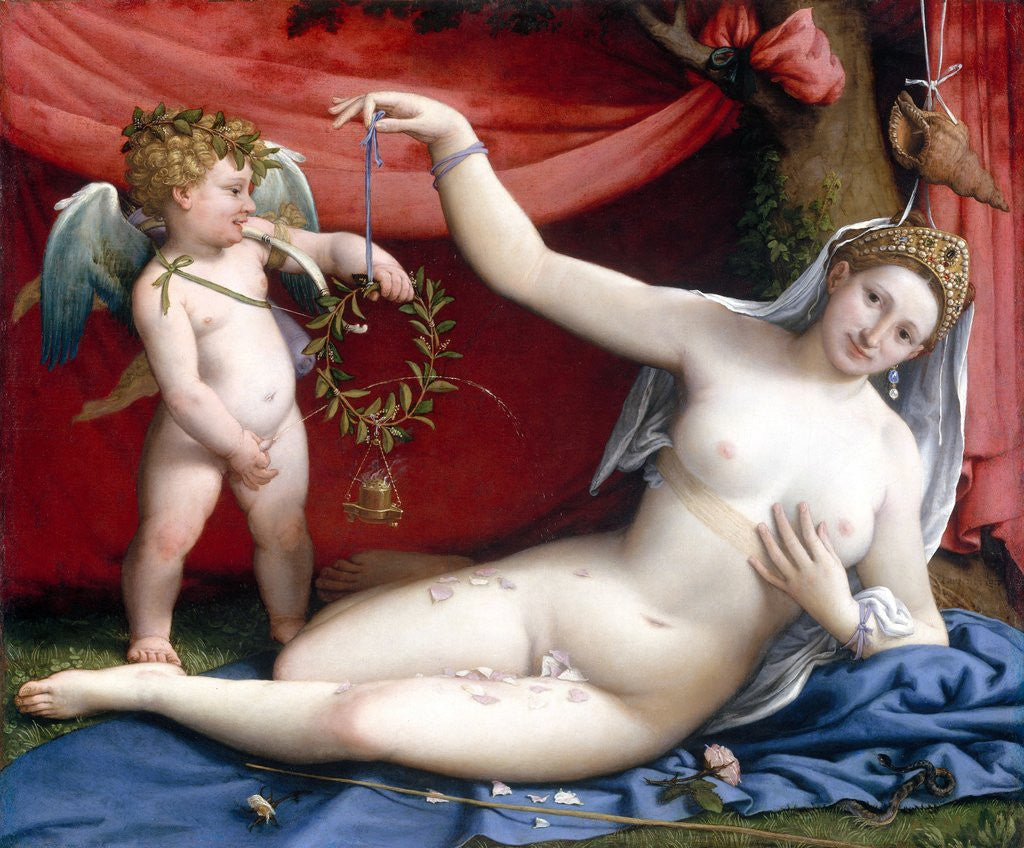 Detail of Venus and Cupid by Lorenzo Lotto