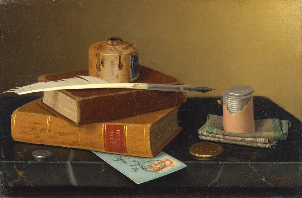 Detail of The Banker's Table by William Michael Harnett