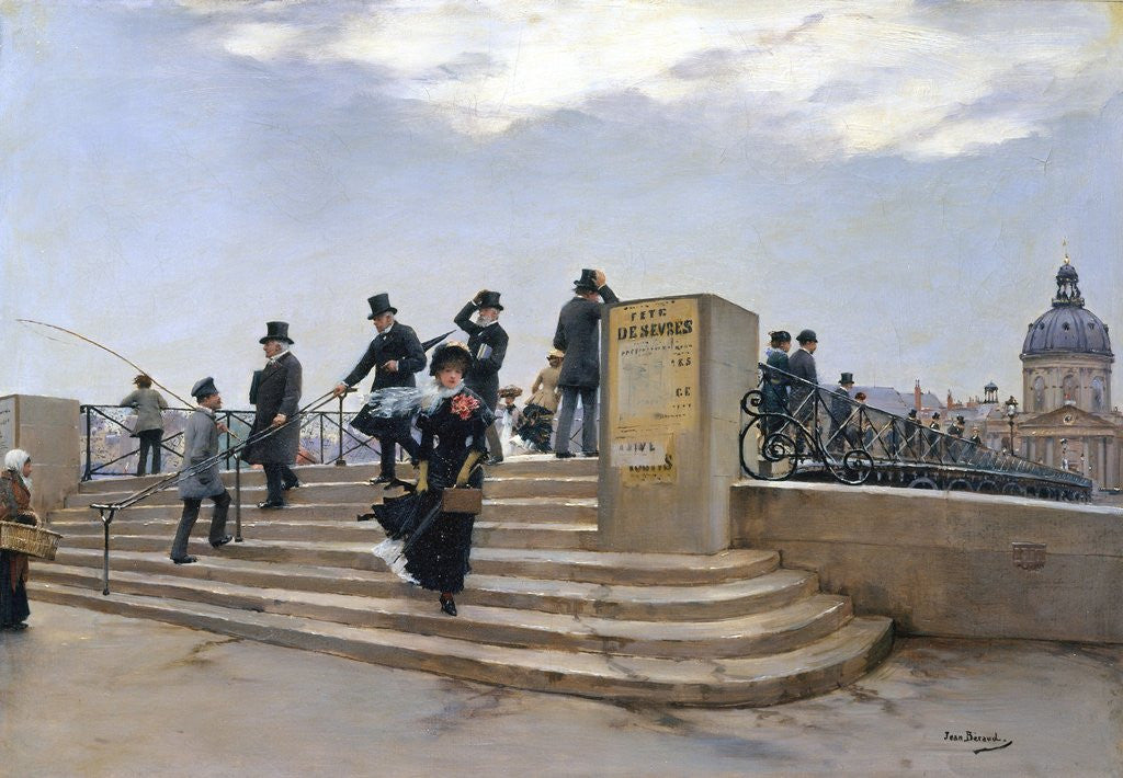 Detail of A Windy Day on the Pont des Arts, Paris by Jean Beraud