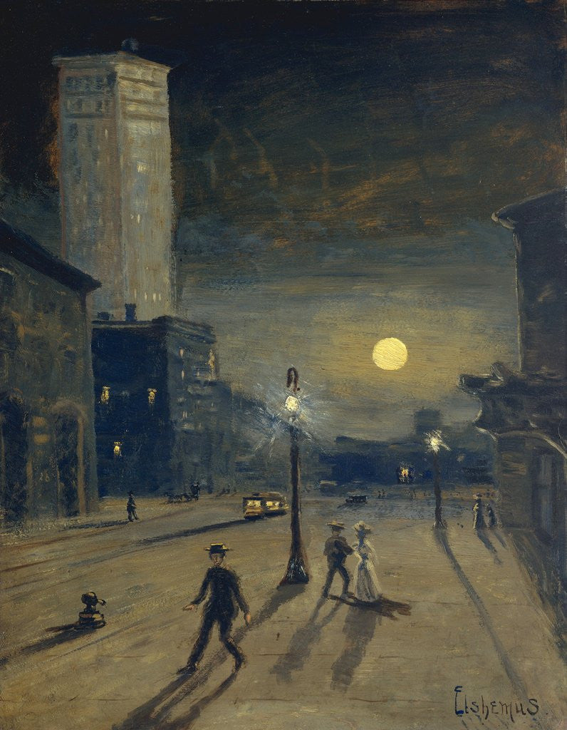 Detail of New York at Night by Louis Michel Eilshemius