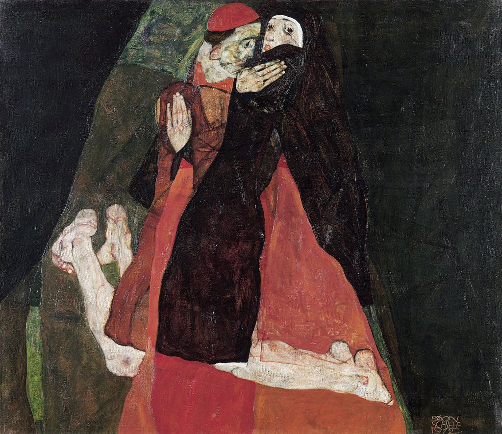 Detail of Cardinal and Nun (Tenderness) by Egon Schiele