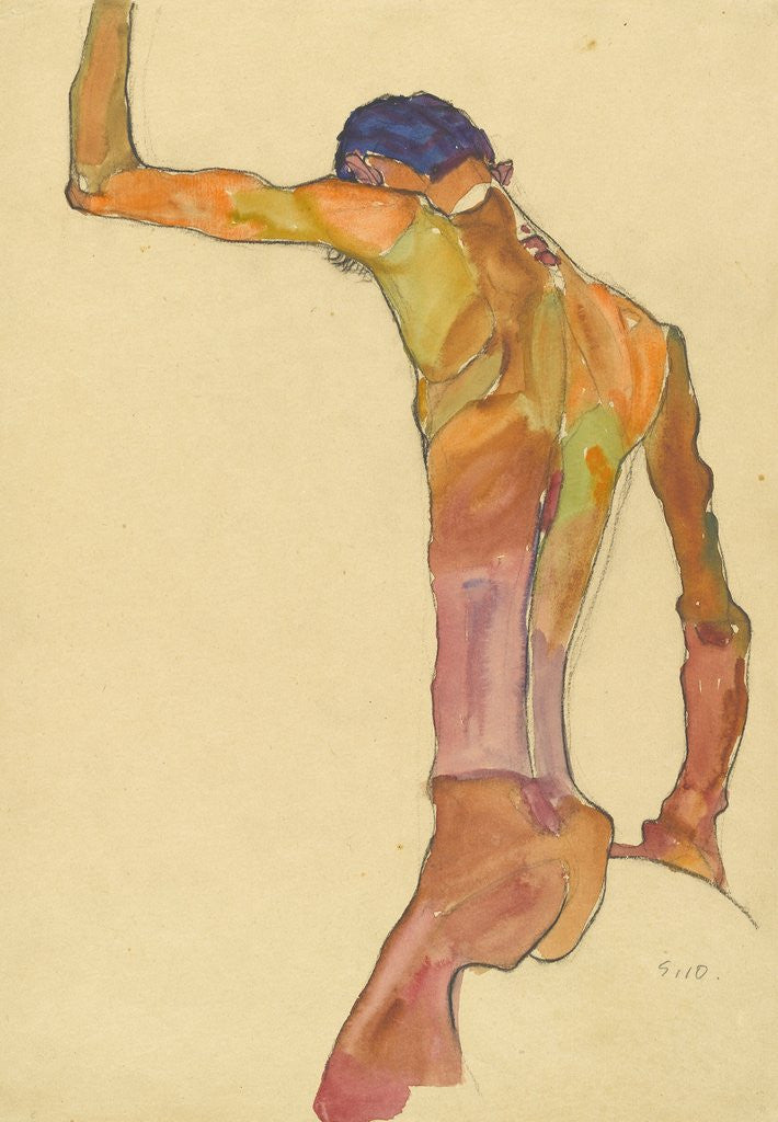 Detail of Standing Male Nude with Arm Raised, Back View by Egon Schiele