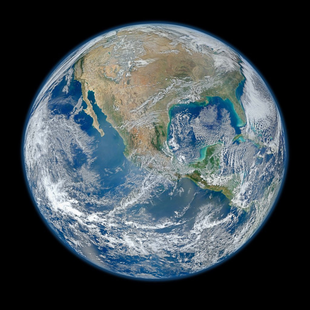 Detail of Composite Satellite View of Earth's Western Hemisphere by Anonymous