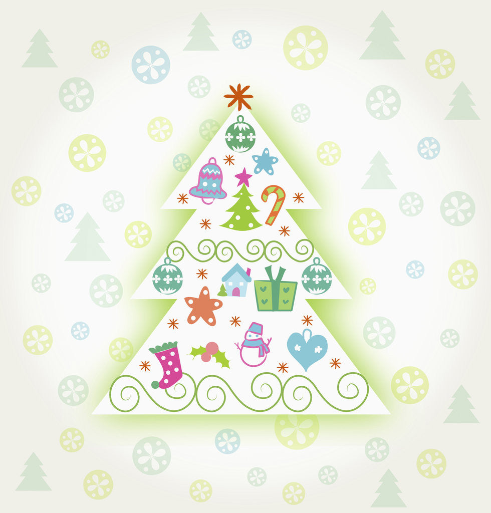Detail of Christmas with tree and decorations by Anonymous