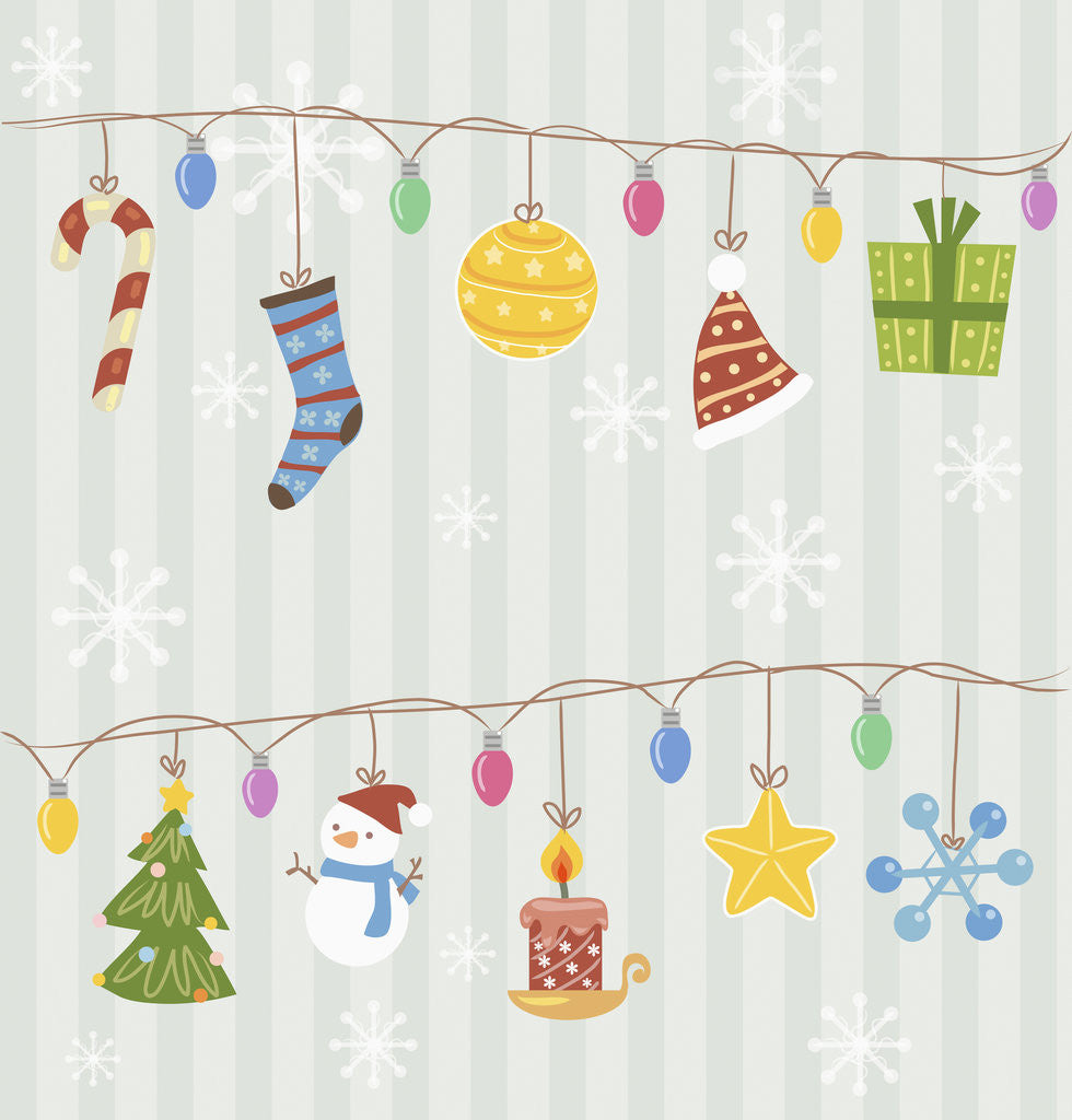 Detail of Christmas with decorations with gray background by Anonymous