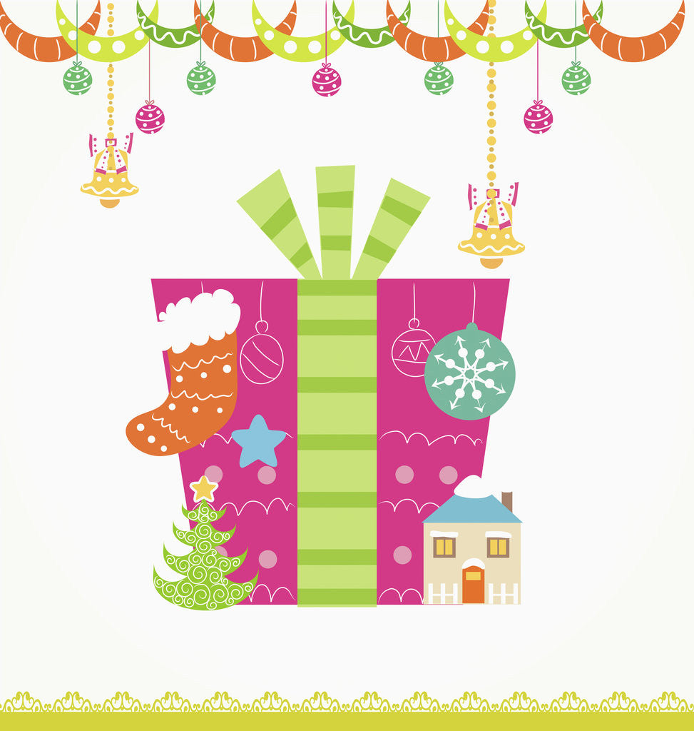 Detail of Christmas with pink gift box and decorations by Anonymous
