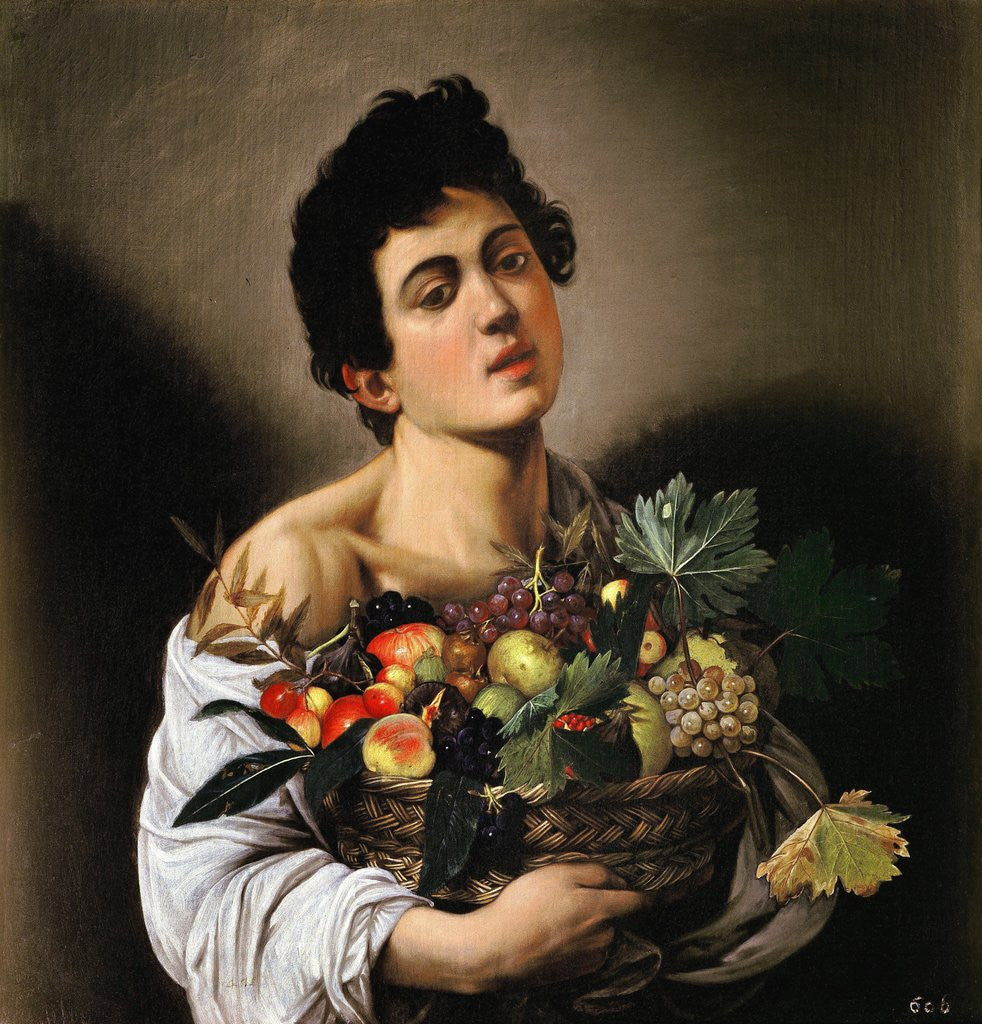 Detail of Boy with Basket of Fruit by Caravaggio