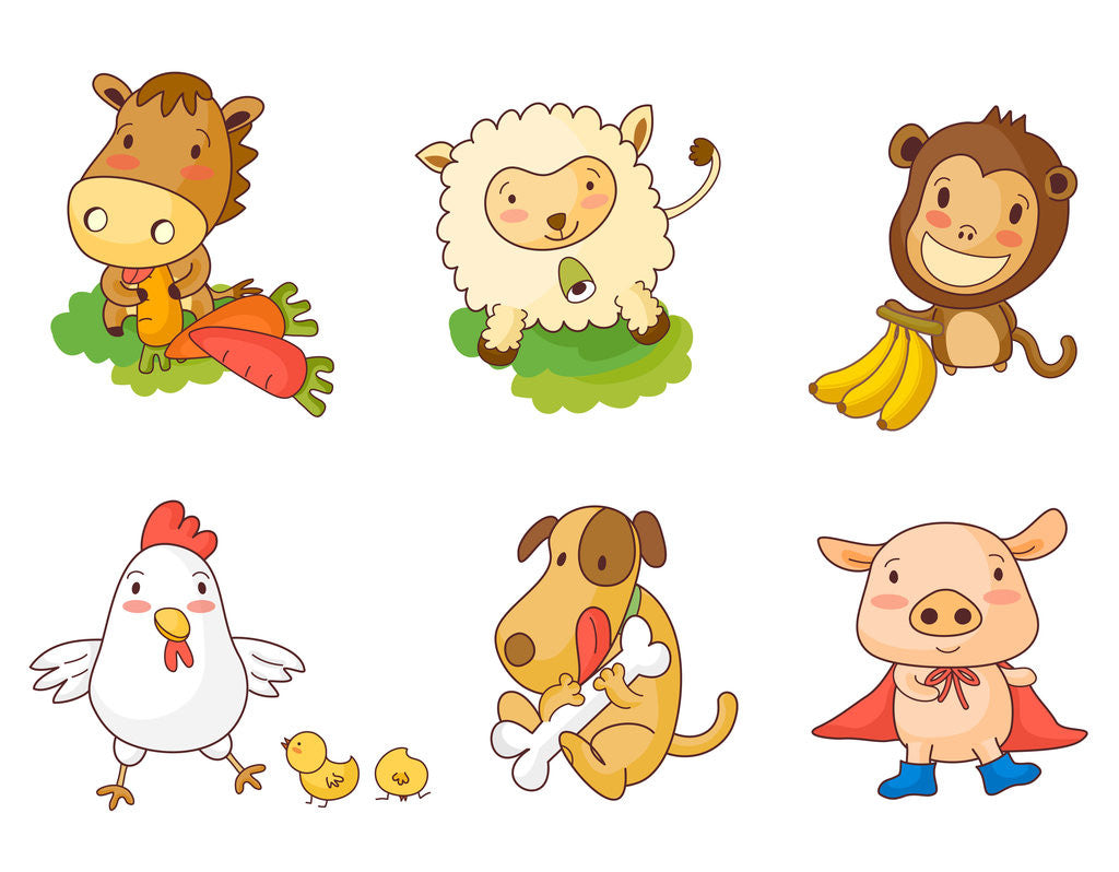 Detail of Variation of colorful objects displayed in a row against white background by Anonymous