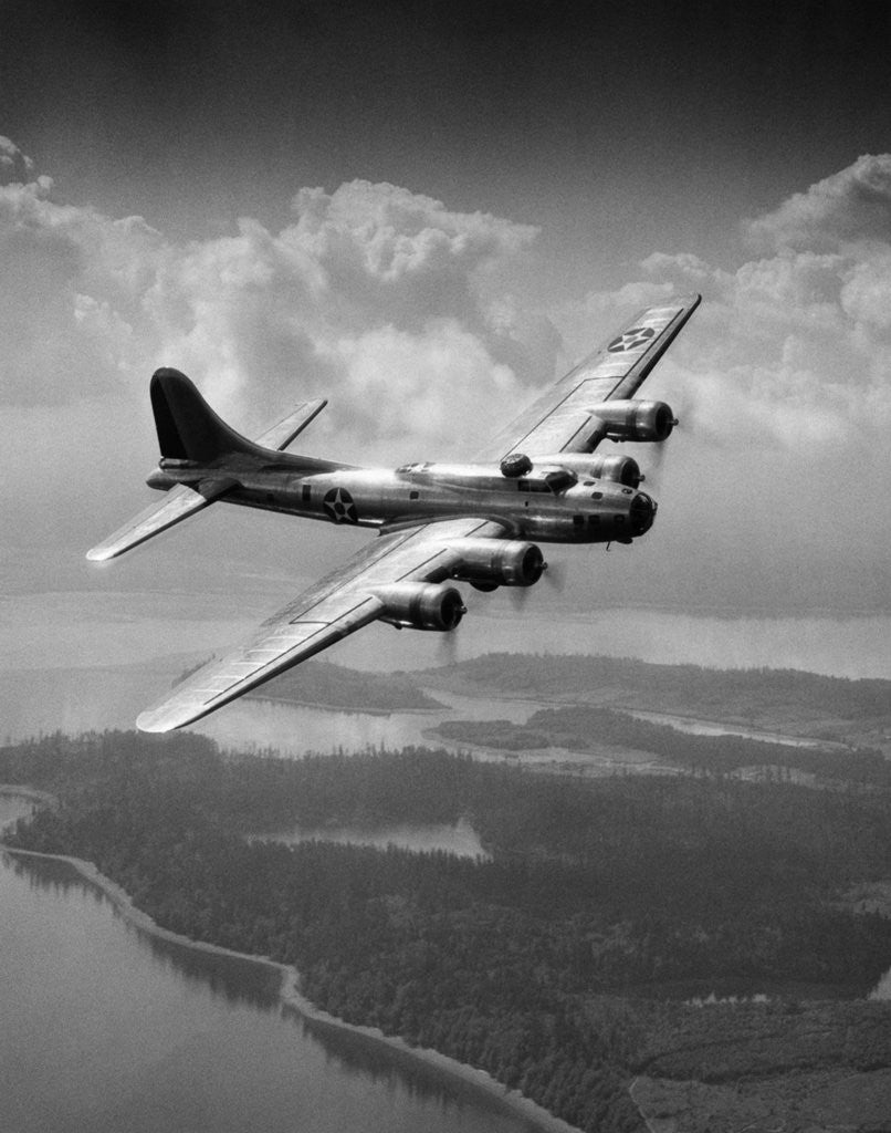 Detail of 1940s us army aircraft world war ii b-17 bomber in flight by Anonymous