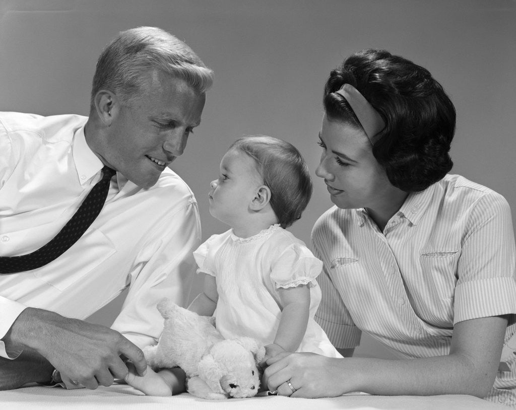 Detail of 1960s father mother child portrait by Anonymous