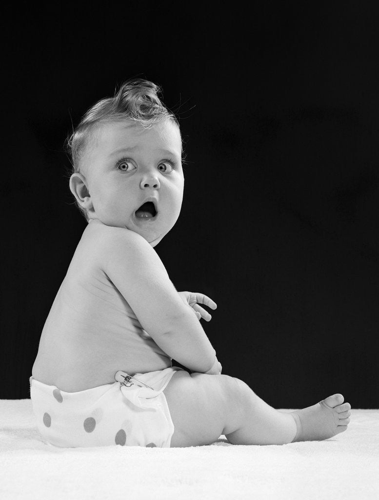 Detail of 1950s baby surprised by Anonymous