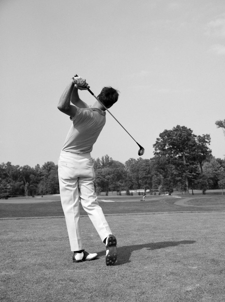 Detail of 1970s man swing golf club by Anonymous