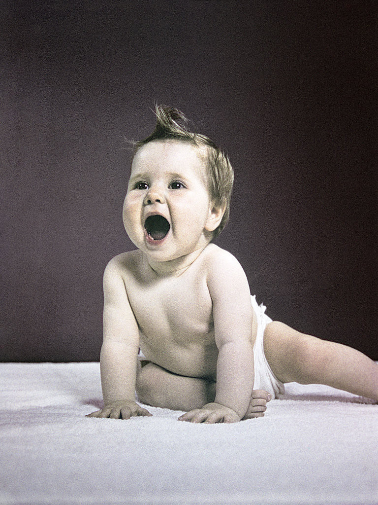 Detail of 1940s 1950s laughing happy baby by Anonymous