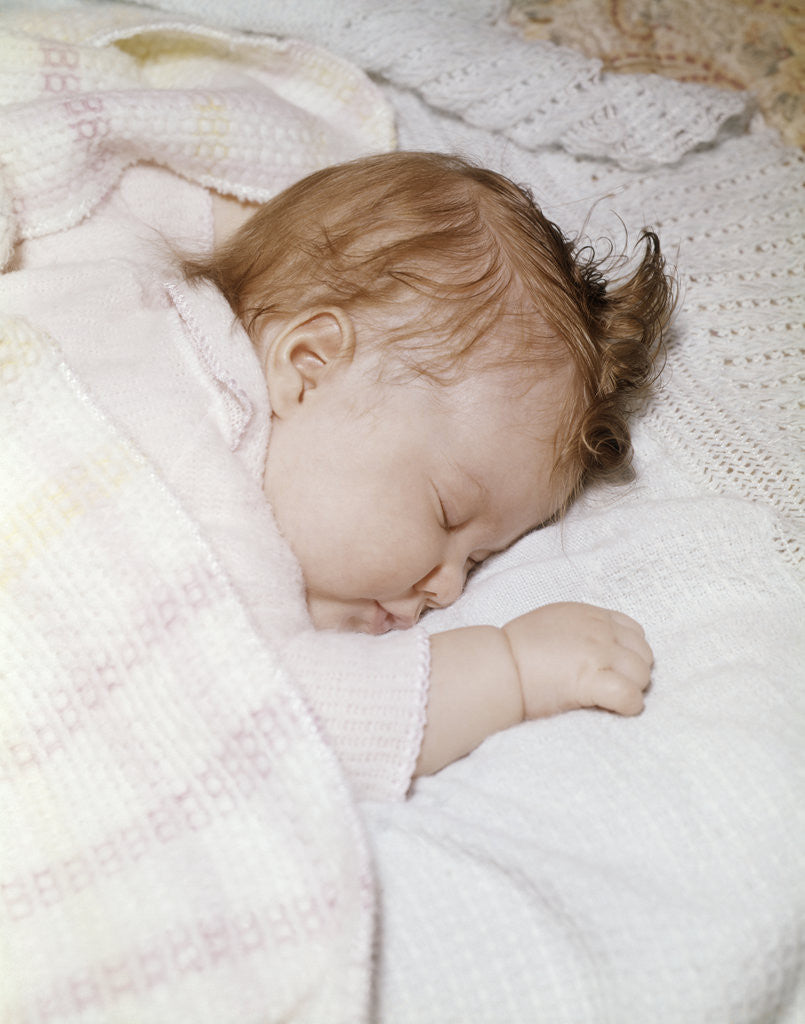 Detail of 1960s sleeping baby infant by Anonymous