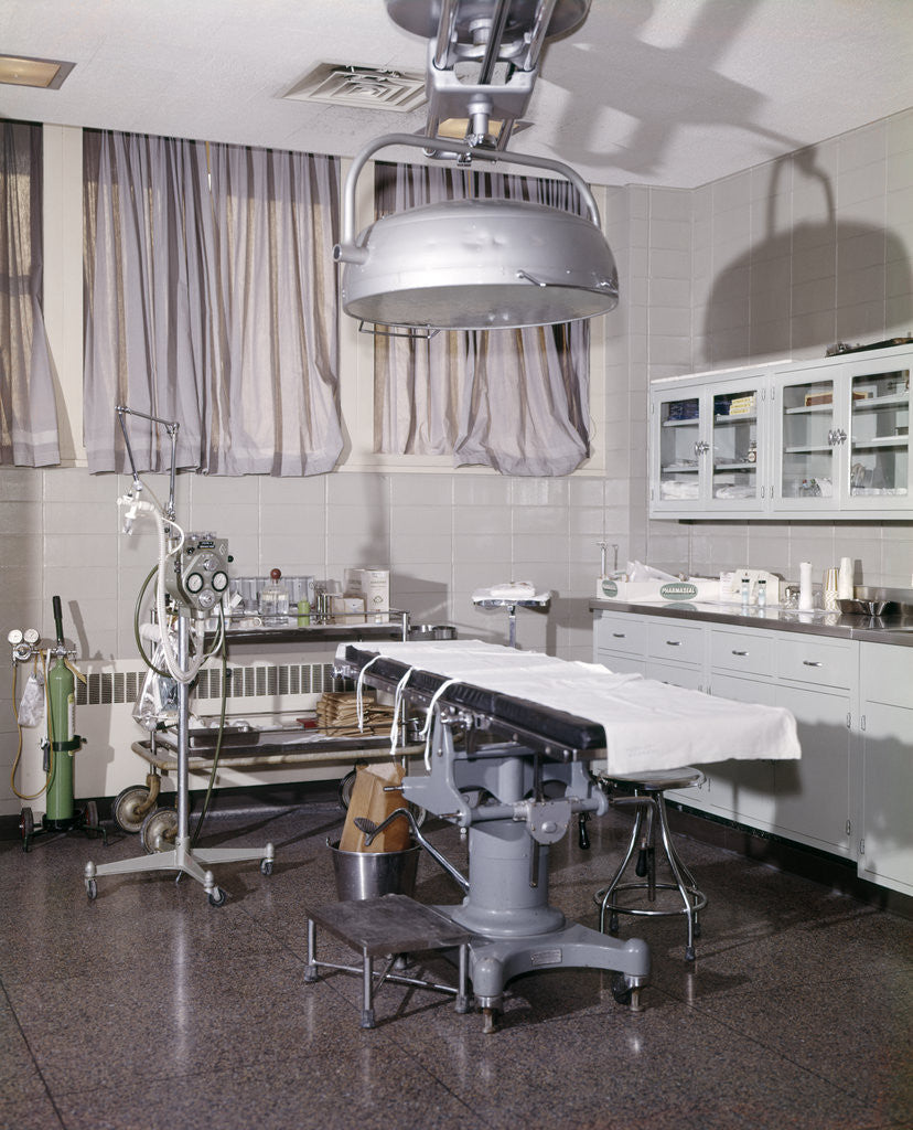 Detail of 1960s interior of hospital operating room by Anonymous