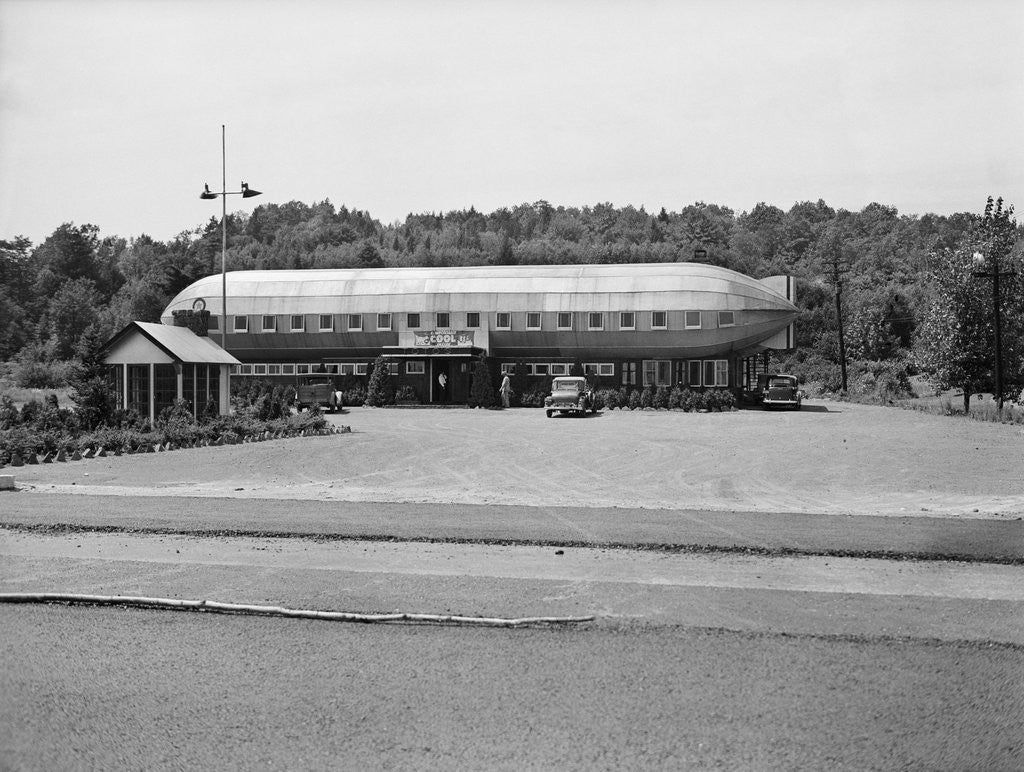 Detail of 1930s roadside zeppelin shaped diner by Anonymous