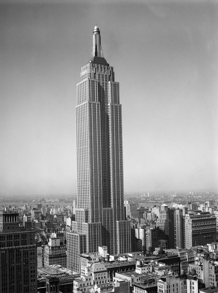 Detail of 1930s new york city empire state building full length without antennae by Anonymous