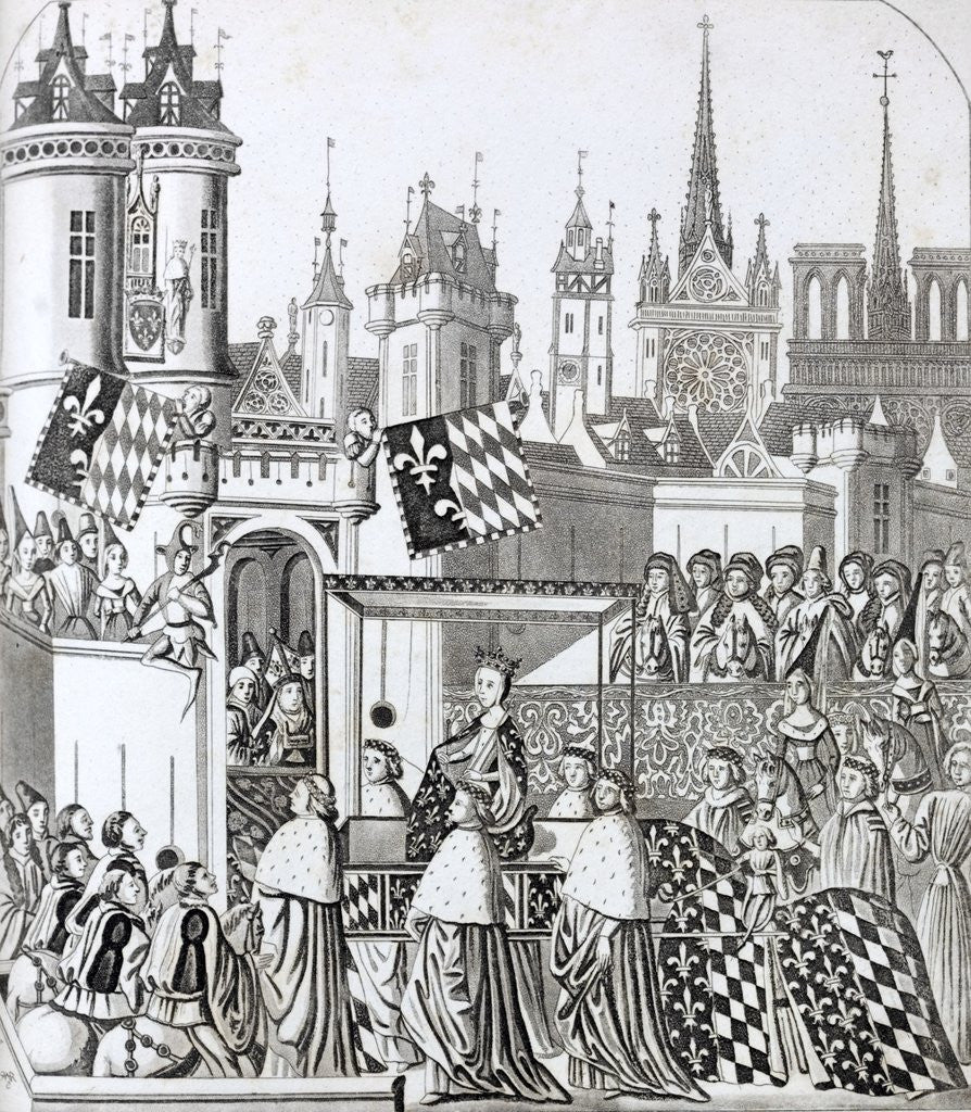 Detail of Isabella of Bavaria, Wife of Charles, King of France, entering Paris with great ceremony. by Anonymous