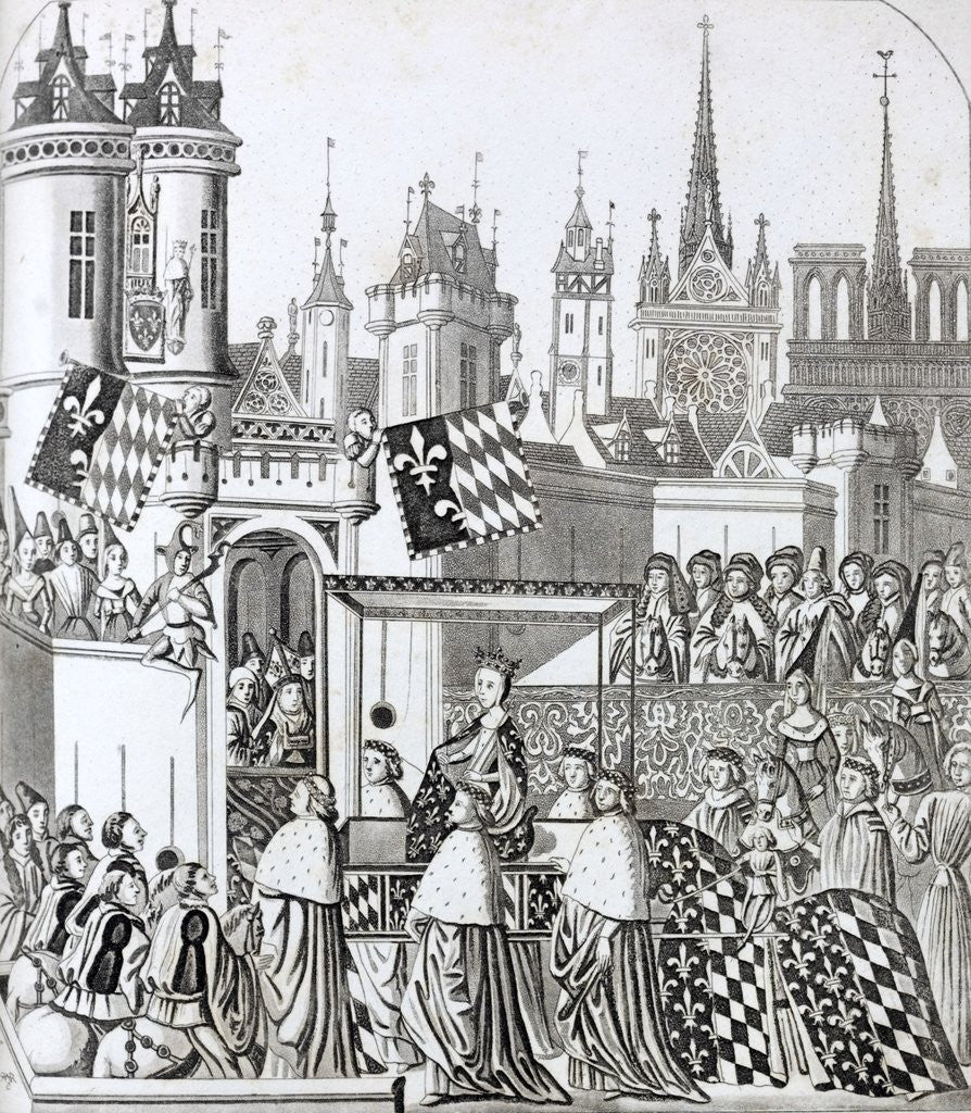 Detail of Isabella of Bavaria, Wife of Charles, King of France, entering Paris with great ceremony. by Corbis