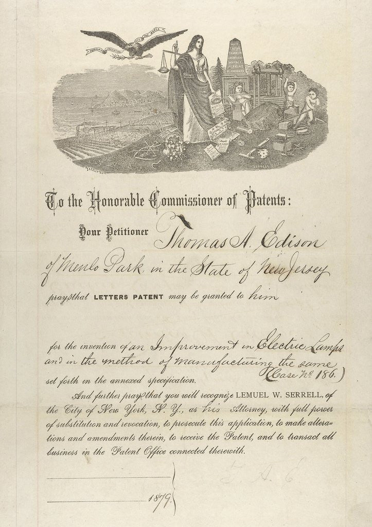 Detail of Thomas Edison's patent application by Anonymous