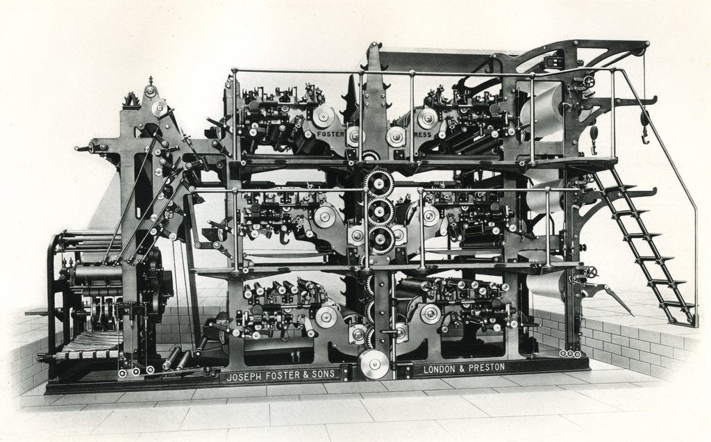 Detail of Vintage newspaper printing and folding machine by Anonymous