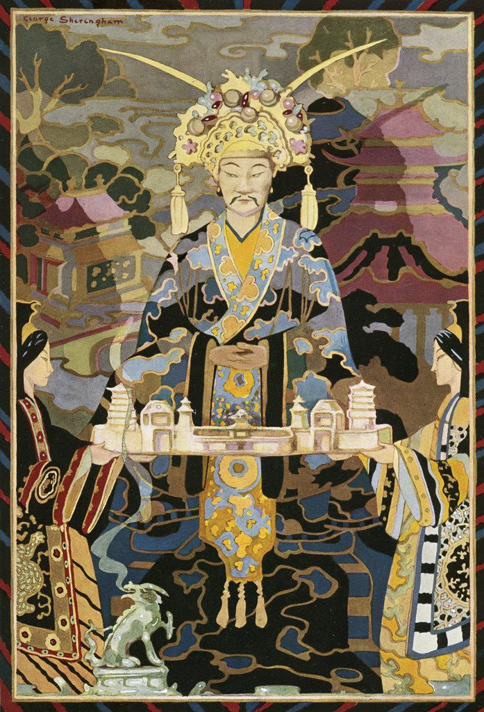 Detail of Member of Chinese imperial court being served tea by Anonymous