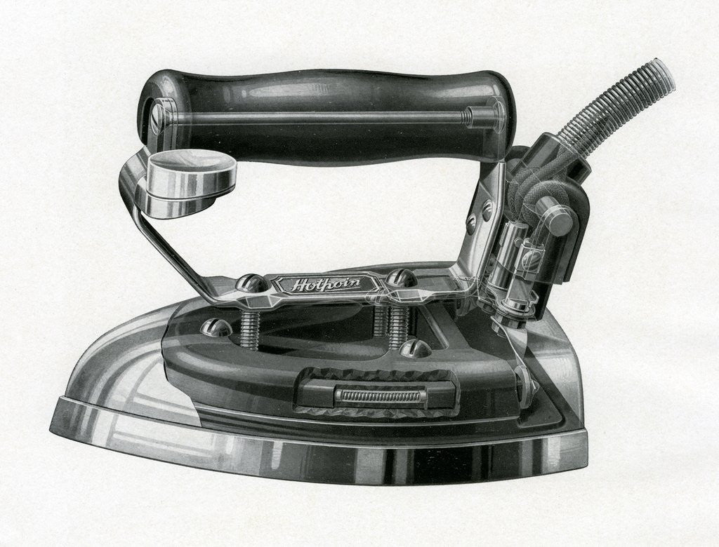 Detail of Vintage engraving of an early electric iron by Anonymous