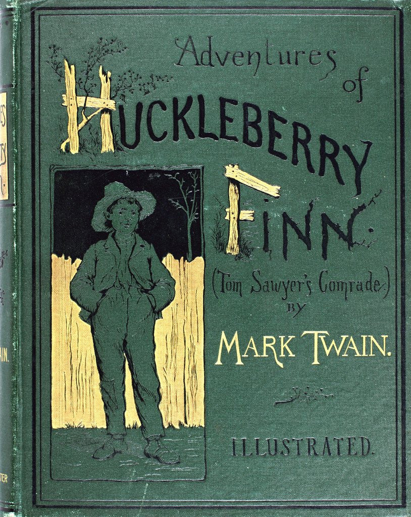 Detail of Book cover for Mark Twain's The Adventure's of Huckelberry Finn by Anonymous