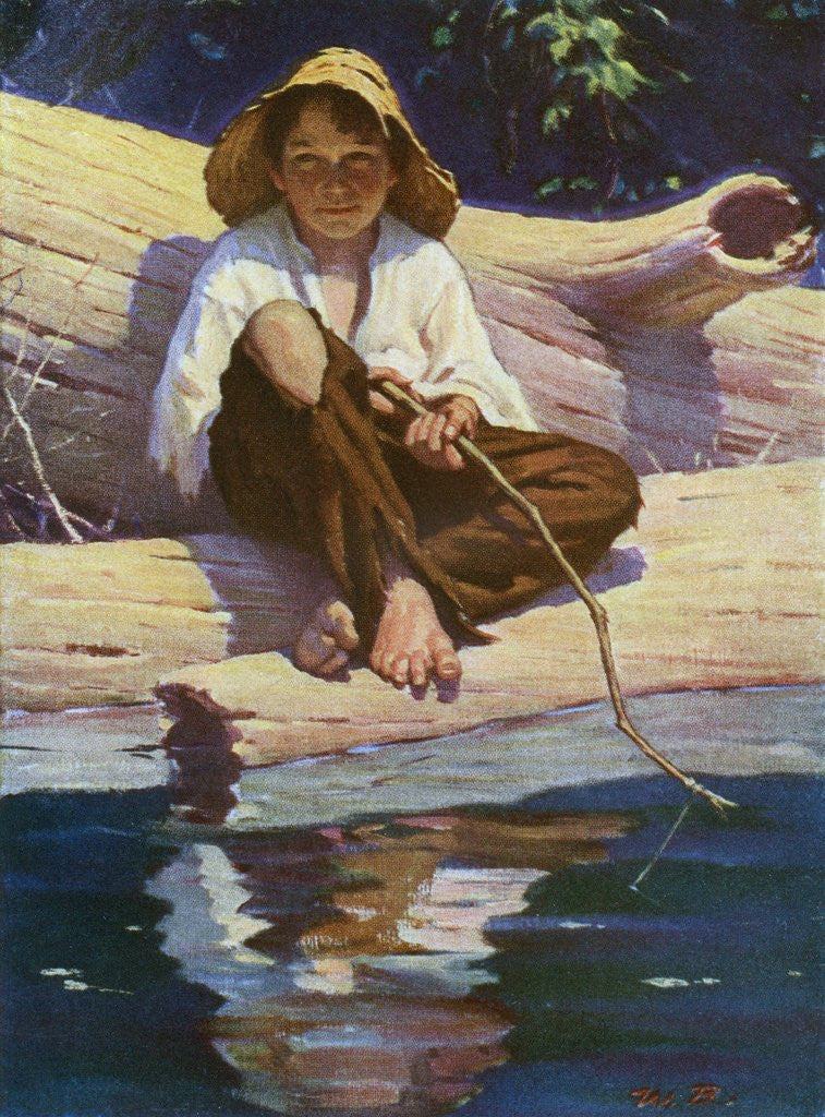 Detail of Huckelberry Finn fishing by Anonymous