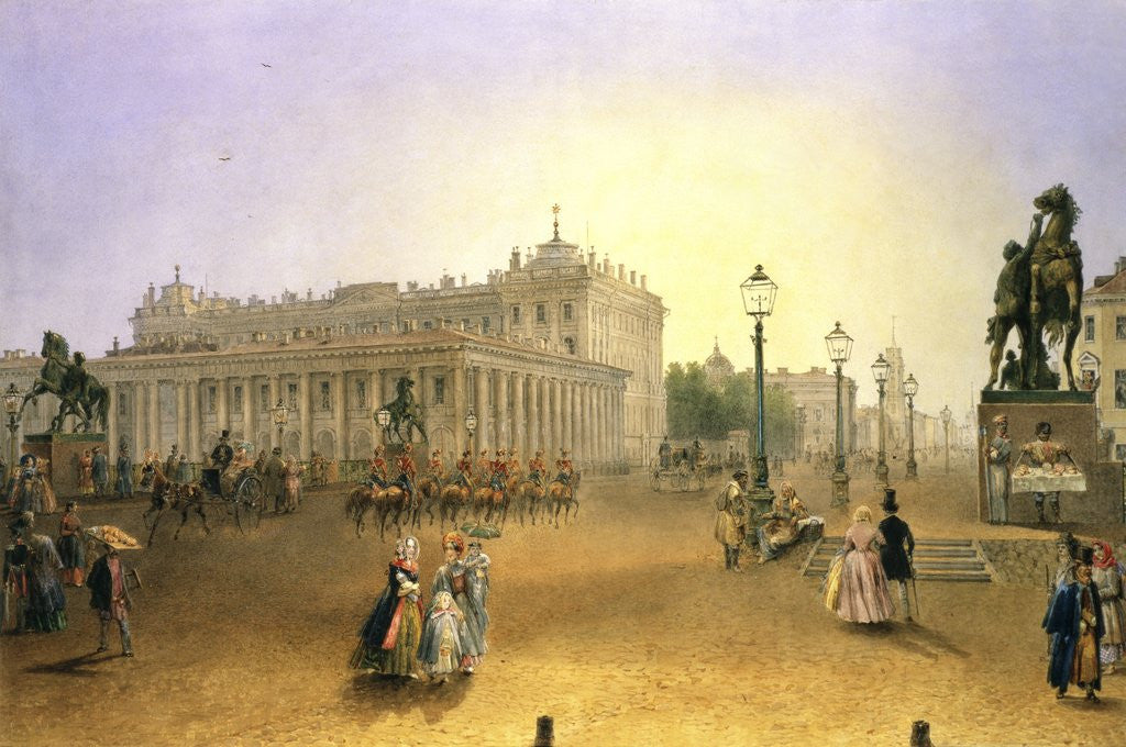 Detail of The Anichkov Bridge by Vasilij Semenovic Sadovnikov