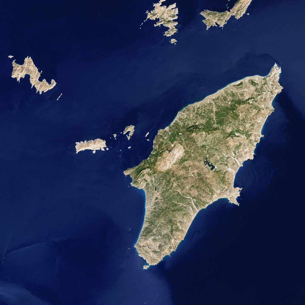 Detail of Satellite view of the Island of Rhodes by Anonymous