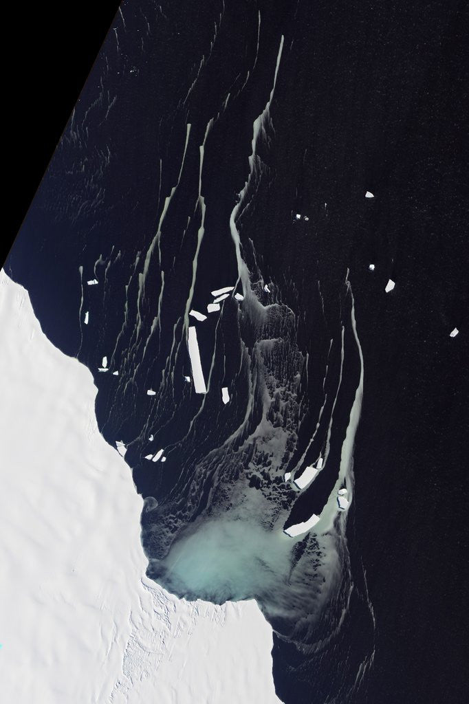 Detail of Satellite view of icebergs off the Amery Ice Shelf in Antarctica by Anonymous