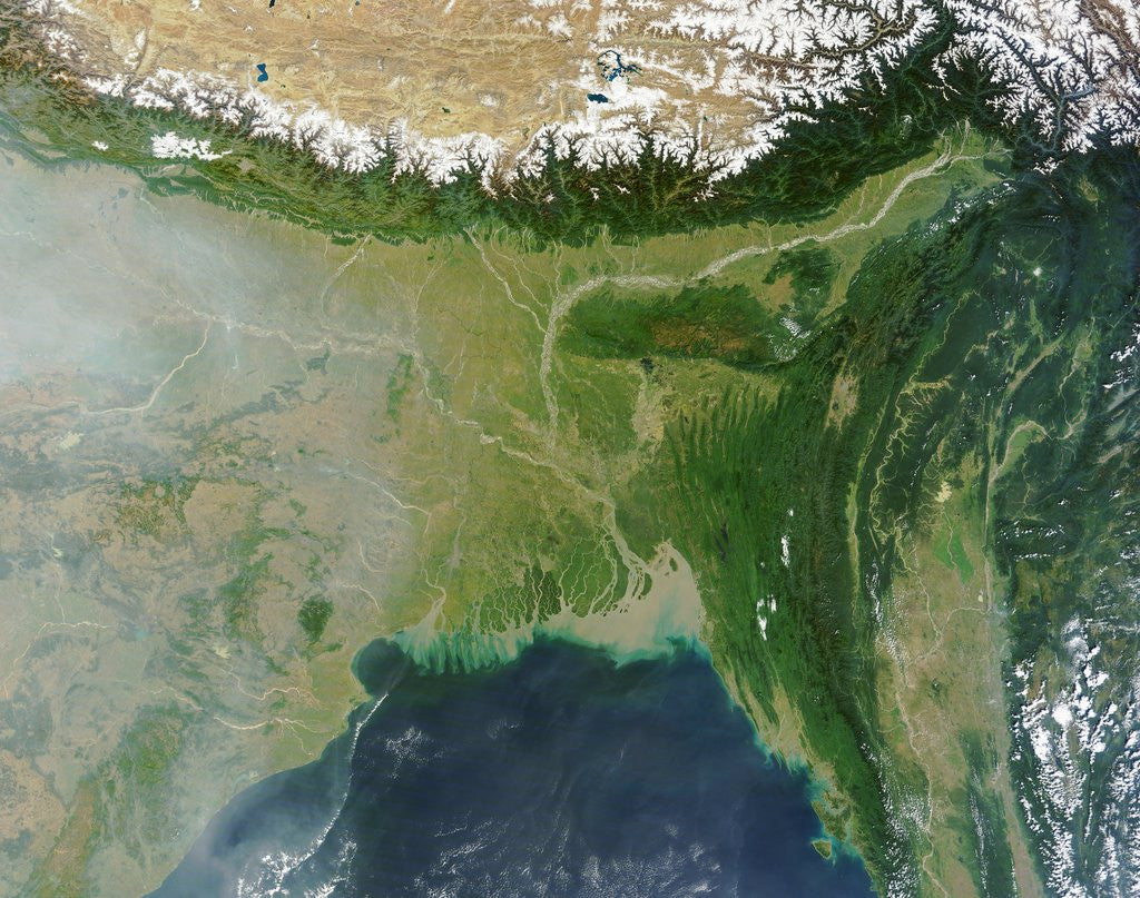 Detail of Satellite view of Bangladesh and the Ganges-Brahmaputra Delta by Corbis