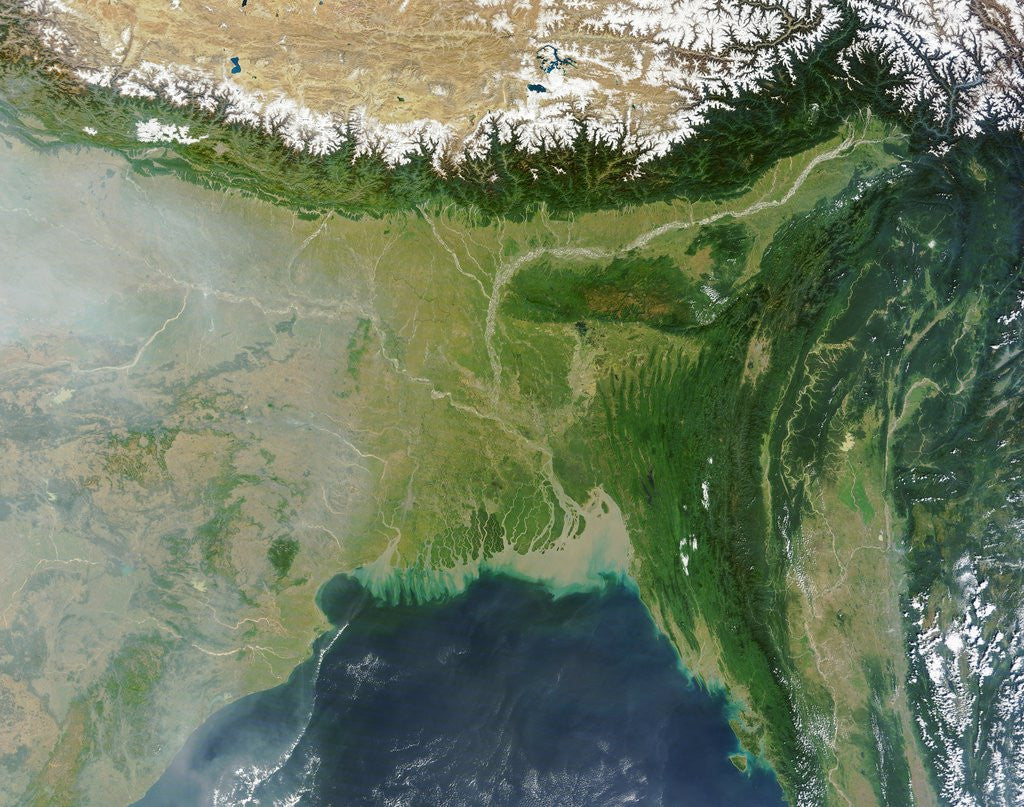 Detail of Satellite view of Bangladesh and the Ganges-Brahmaputra Delta by Anonymous