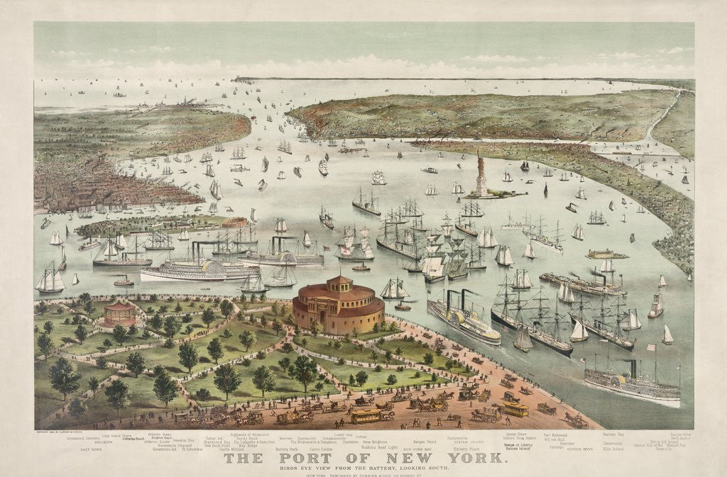 Detail of The Port of New York - Birds Eye View from the Battery, Looking South by Currier & Ives