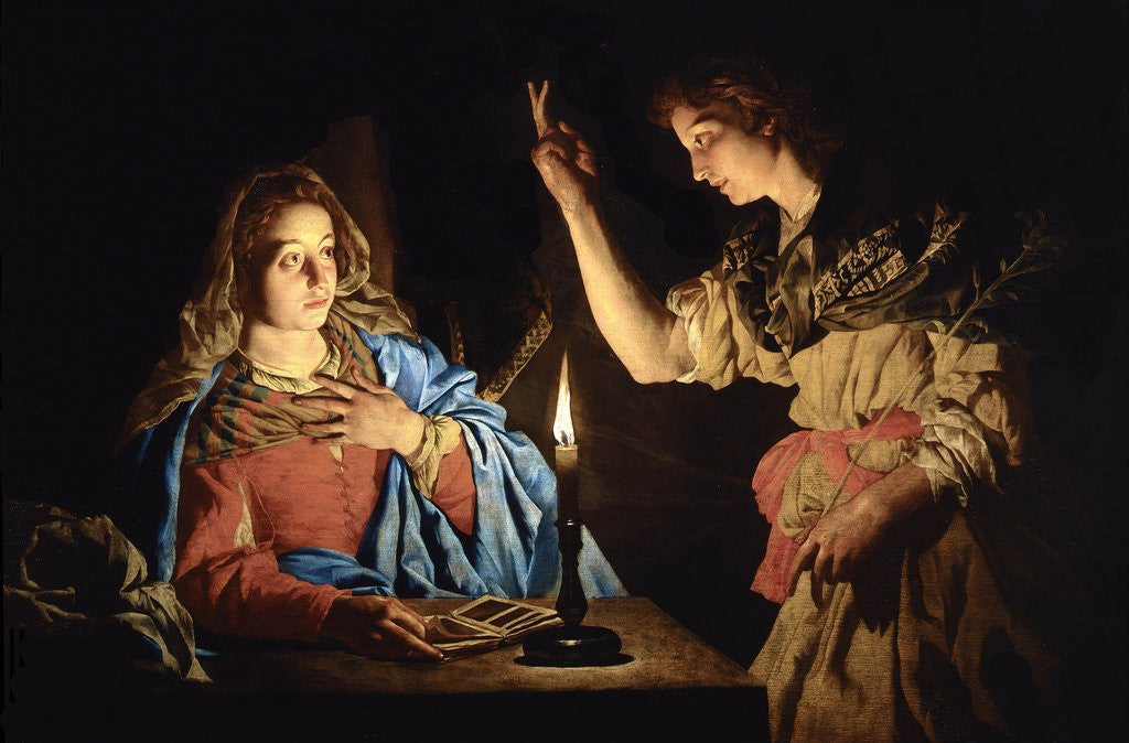 Detail of Annunciation by Matthias Stom
