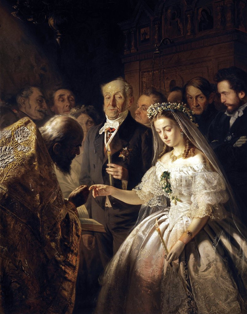 Detail of The Unequal Marriage (Old Man Marrying a Younger Woman) by Vasiliy Pukirev