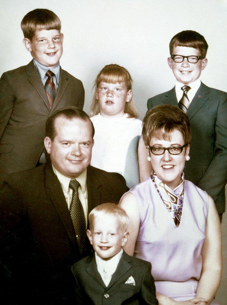 Detail of Family portrait of young family, ca. 1971. by Anonymous