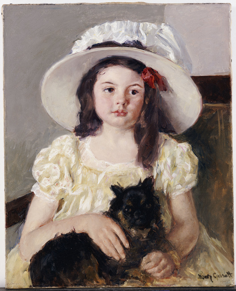 Detail of Francoise Holding a Little Black Dog by Mary Cassatt