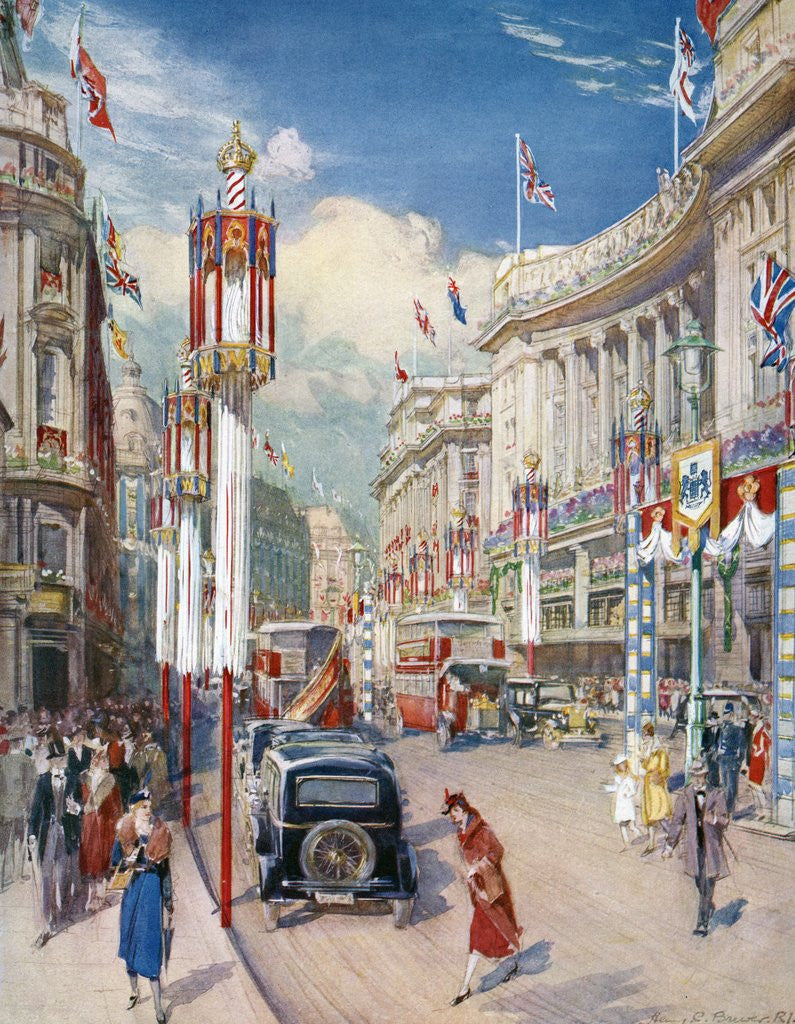 Detail of Regent Street in London Decorated for the Coronation of King George VI in 1937 by Anonymous
