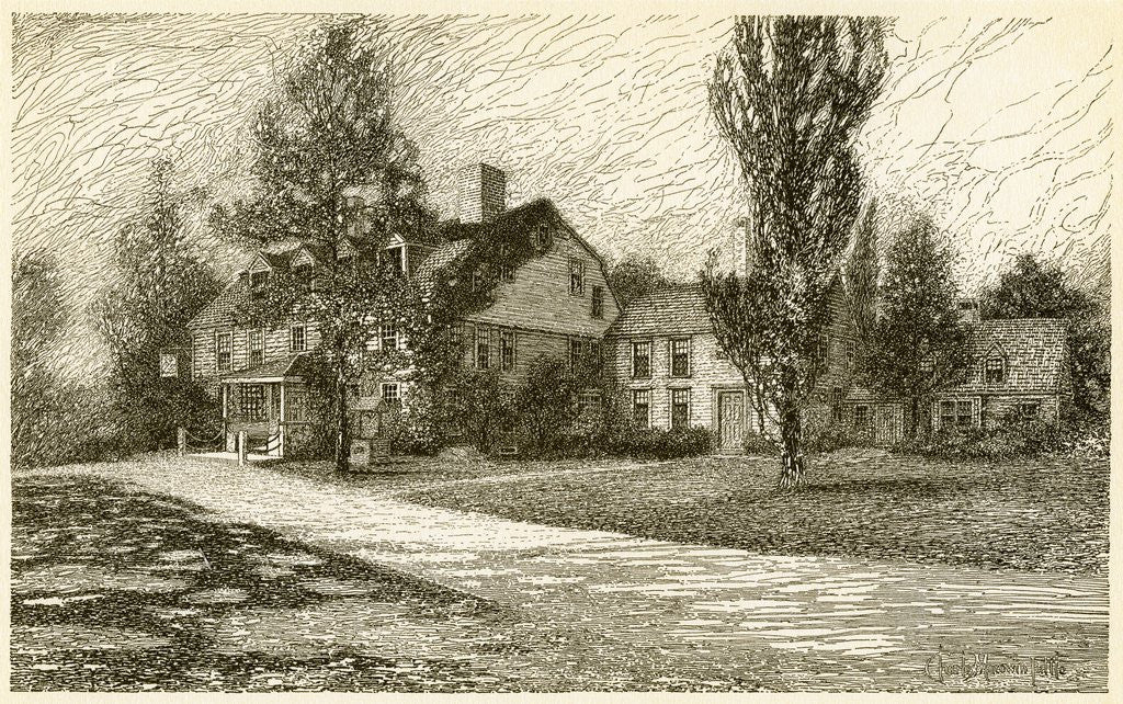 Detail of Etching of Longfellow's Wayside Inn in 1845 by Corbis