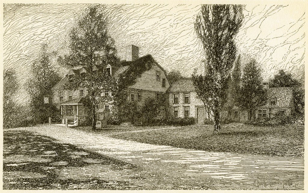 Detail of Etching of Longfellow's Wayside Inn in 1845 by Anonymous