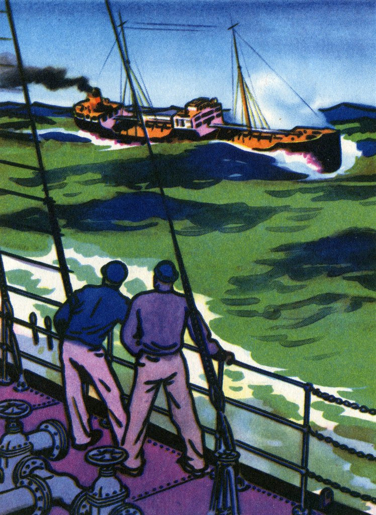 Detail of Oil Series: Oil Tanker at Sea by Anonymous