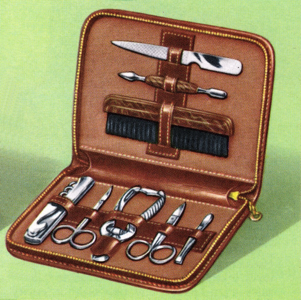 Detail of Vintage illustration of men's manicure set by Anonymous