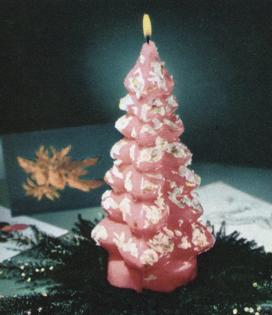 Detail of Kitsch 1950s Christmas tree candle by Anonymous