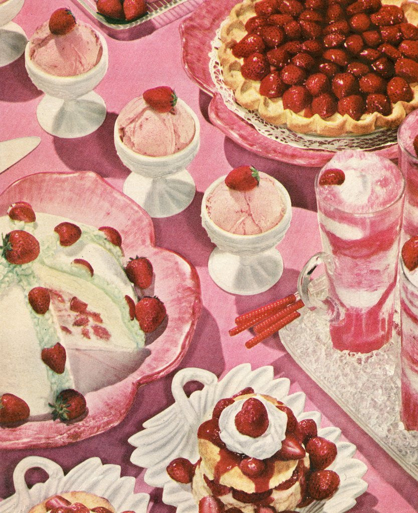 Detail of Variety of strawberry desserts by Anonymous