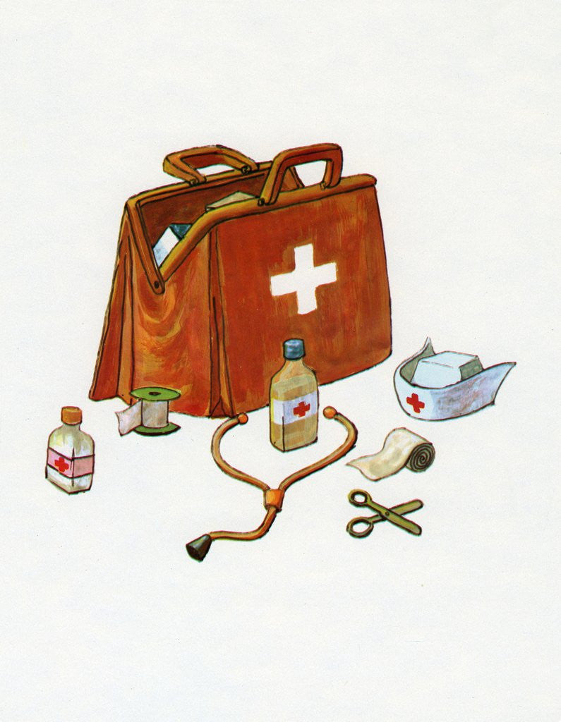 Detail of 1960s illustration of a medical or doctor's bag by Anonymous
