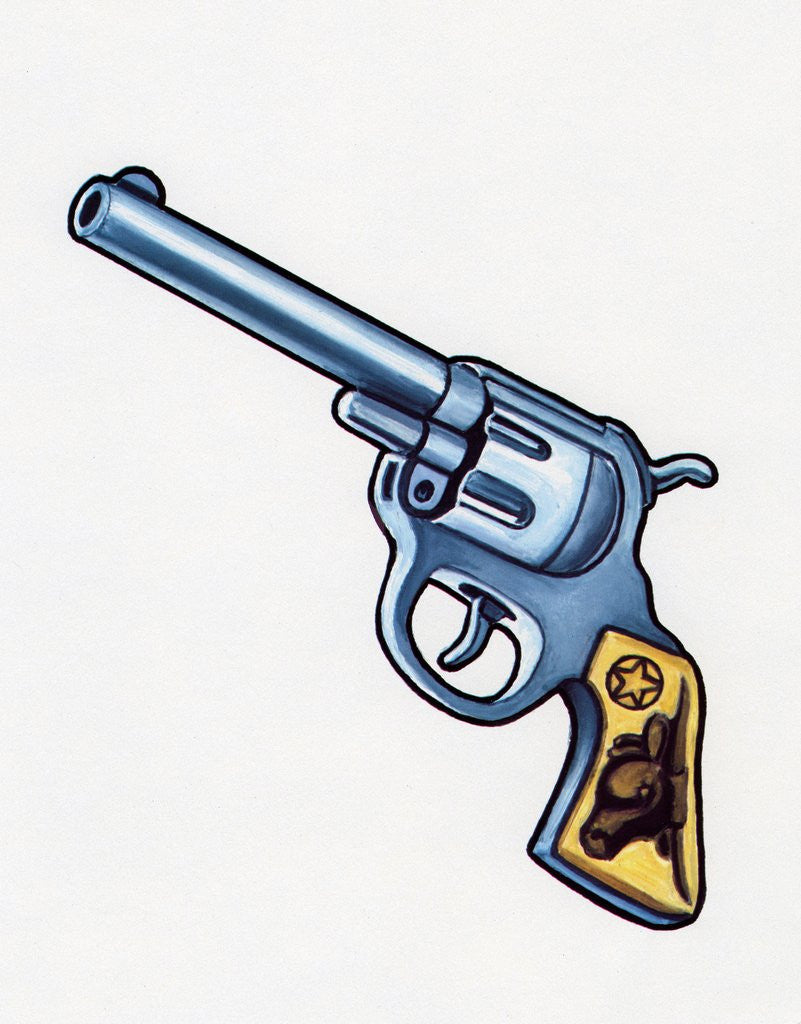Detail of 1960s illustration of a cowboy's six-shooter gun by Anonymous