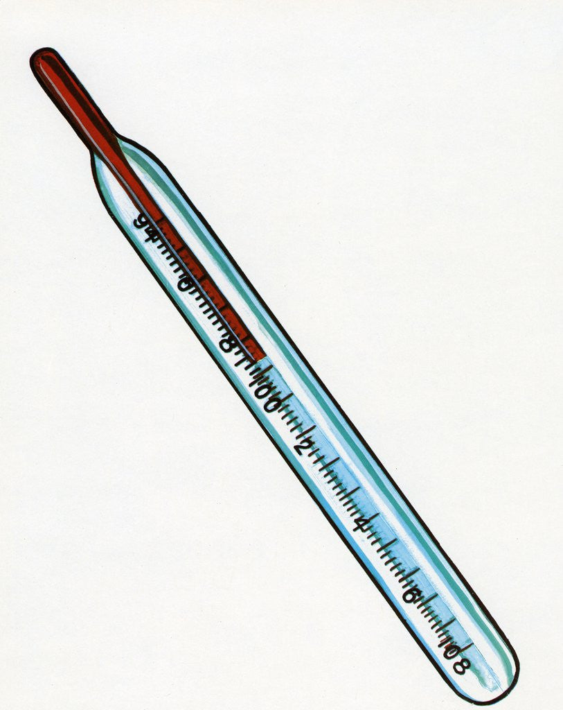 Detail of 1960s illustration of an old-fashioned glass thermometer by Corbis
