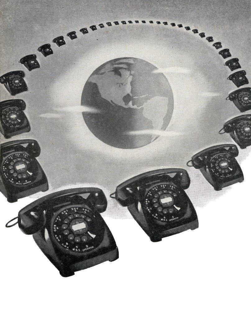 Detail of Vintage Rotary Telephones Ringing the Globe. by Anonymous
